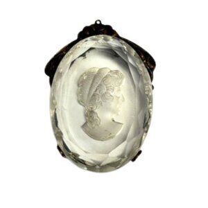 Victorian Cameo Crystal Reverse Carved Intaglio Pendant